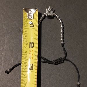 Black and silver beaded crown adjustable bracelet